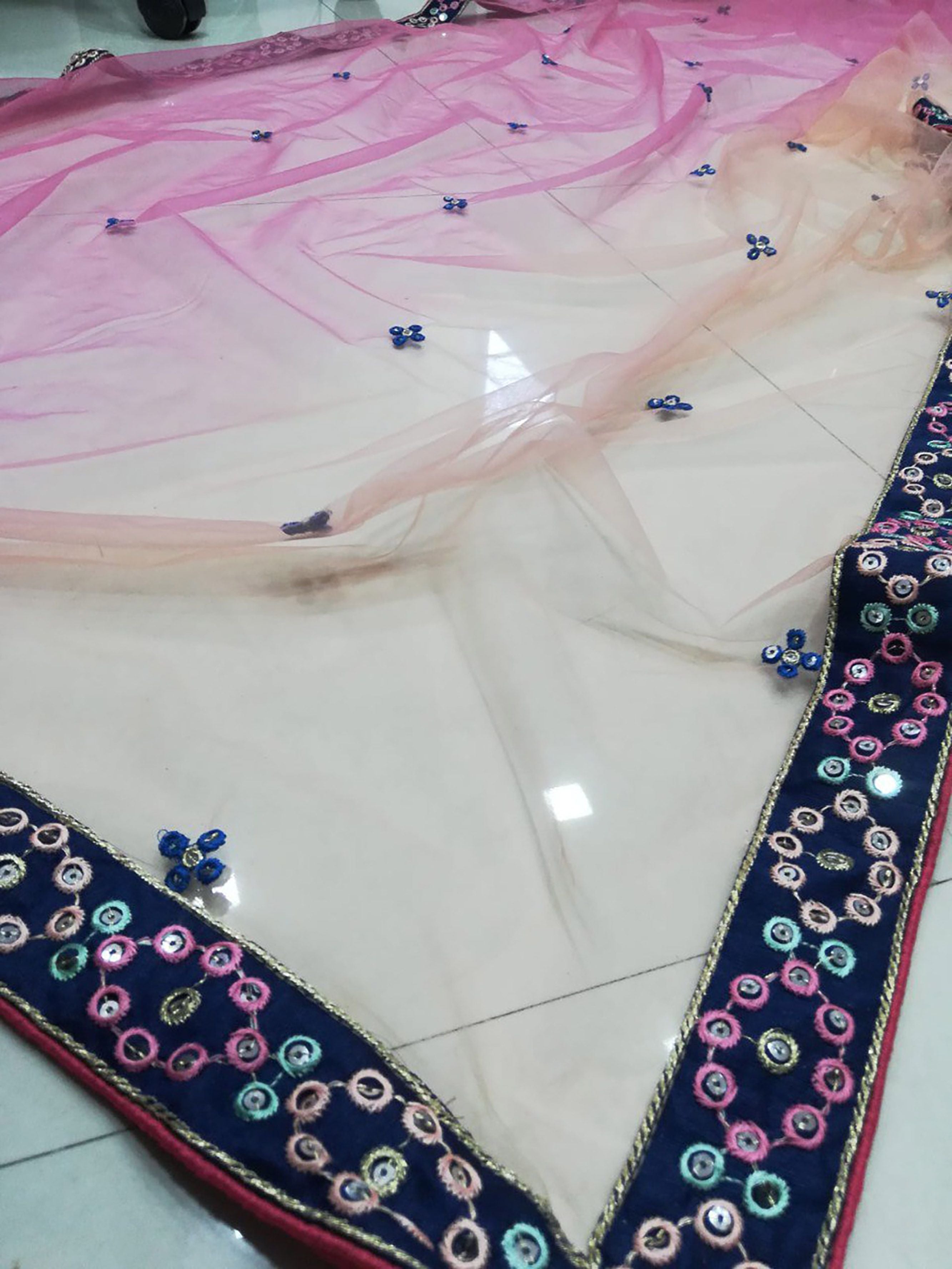 Aastha fashion off blue Lehenga Choli with chinon blouse fabric