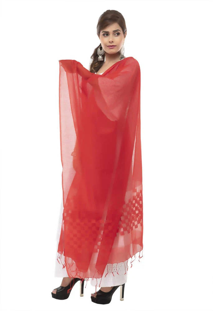 Mominos Fashion Red Buta Cut Dupatta