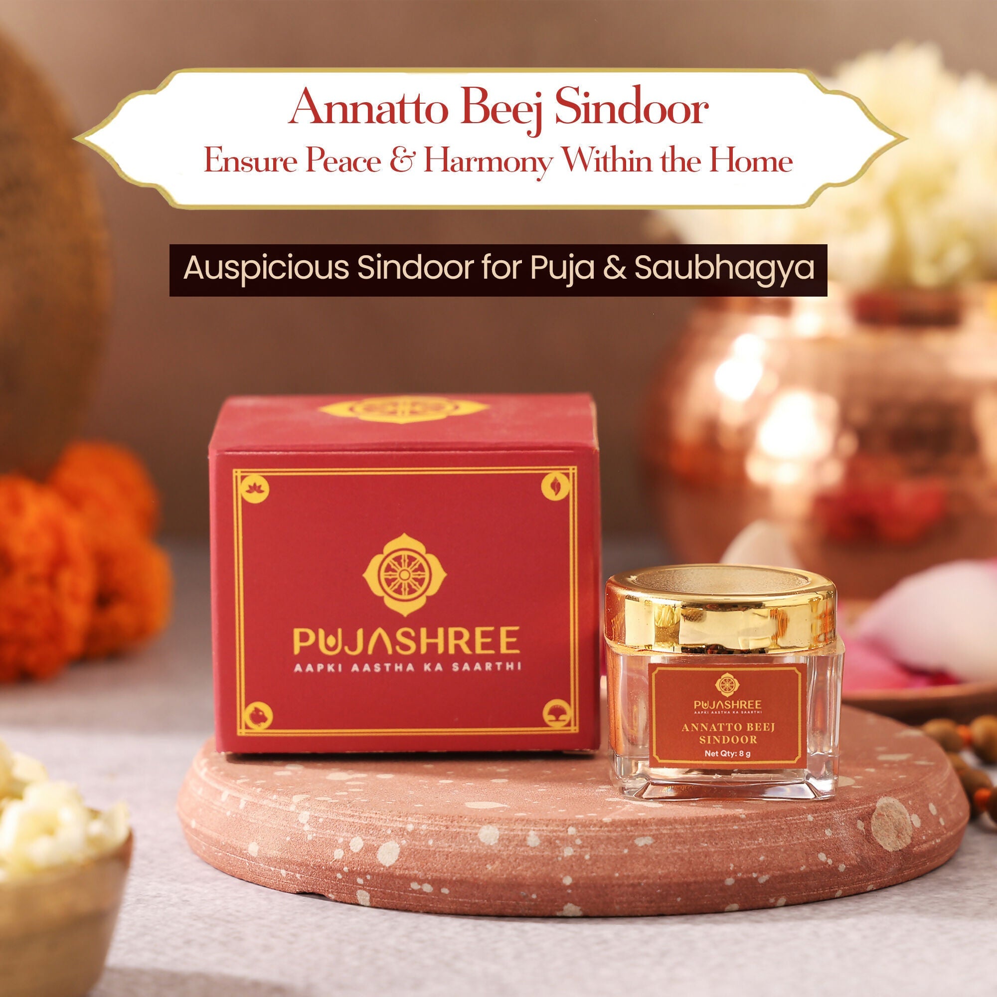 Pujashree Annatto Beez Sindoor – Traditional Sacred Sindoor for Puja & Religious Rituals