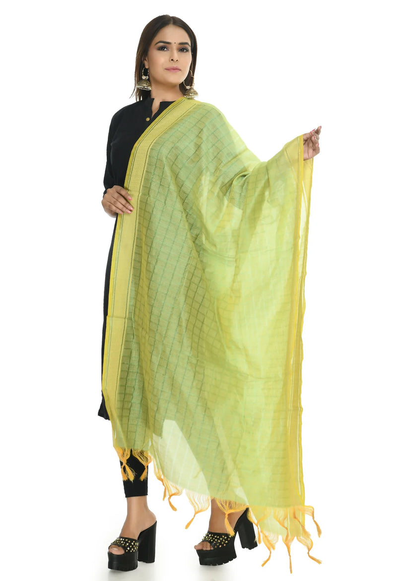 Mominos Fashion Moeza Handloom Cotton Pista Green Dupatta