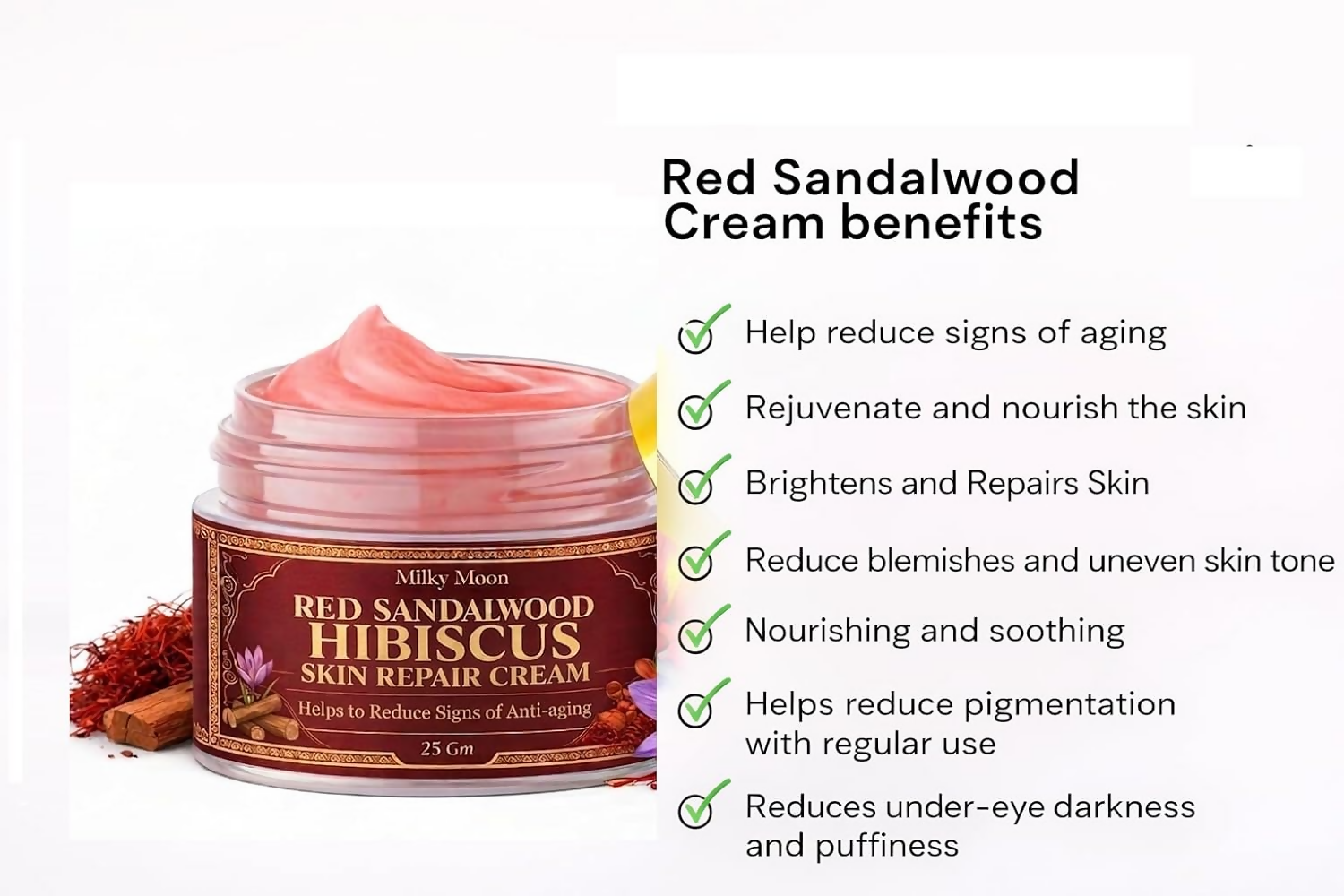 Milky Moon Red Sandalwood & Hibiscus Face Cream For Anti-Aging & Wrinkles