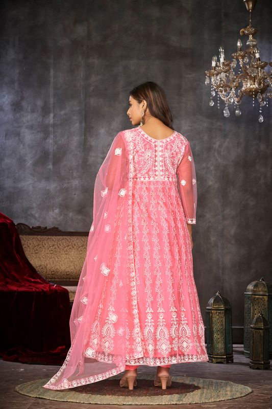 Aastha Peach Dupatta with Net top fabric Georgette Crepe Bottom fabric