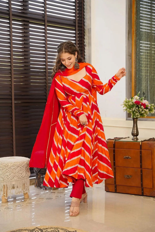 Aastha fashion Multi Dupatta with Tebby Slik kurti fabric