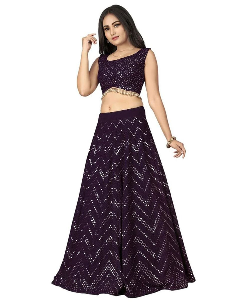 Aastha fashion Black Velvet lehanga blouse Zari, Dori and 3MM Sequence Embroidered - Prithvi Mart
