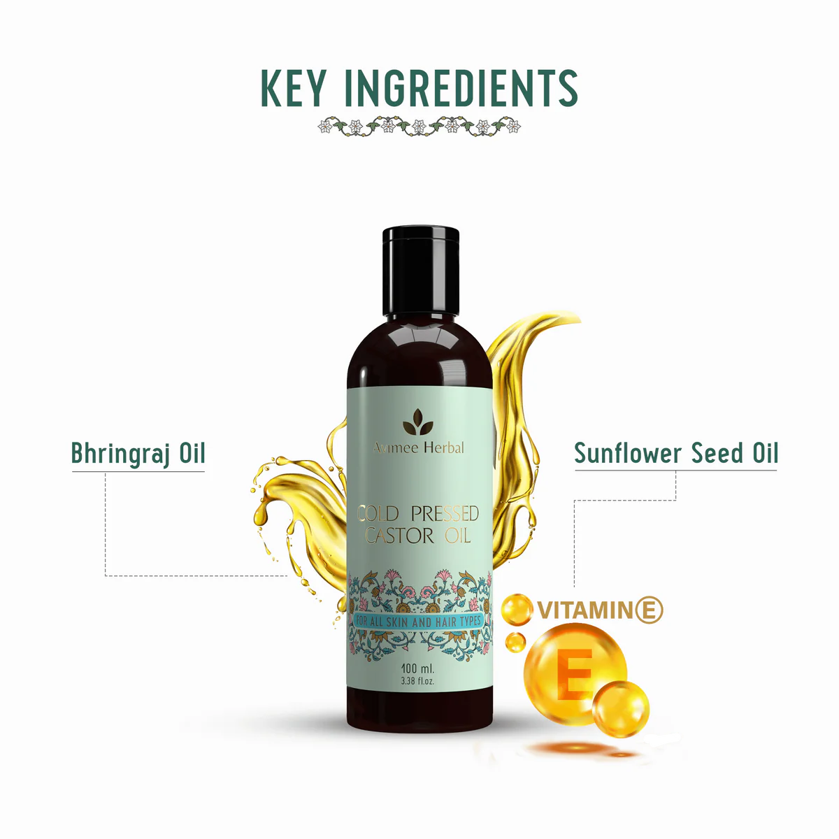 Avimee herbal Cold Pressed Castor Oil for Hair Growth