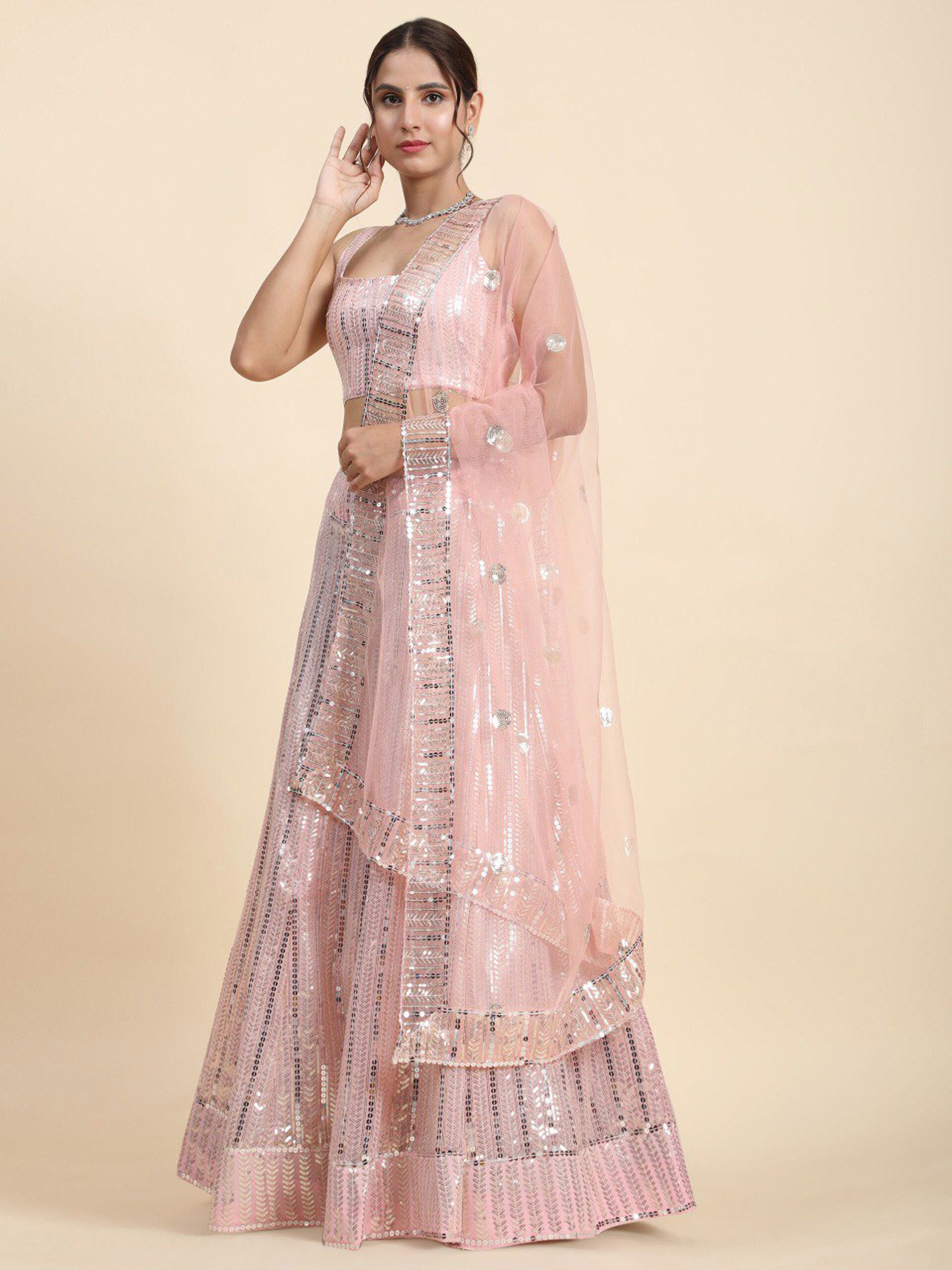 Aastha fashion off pink Lehenga Choli with faux georgette blouse fabric