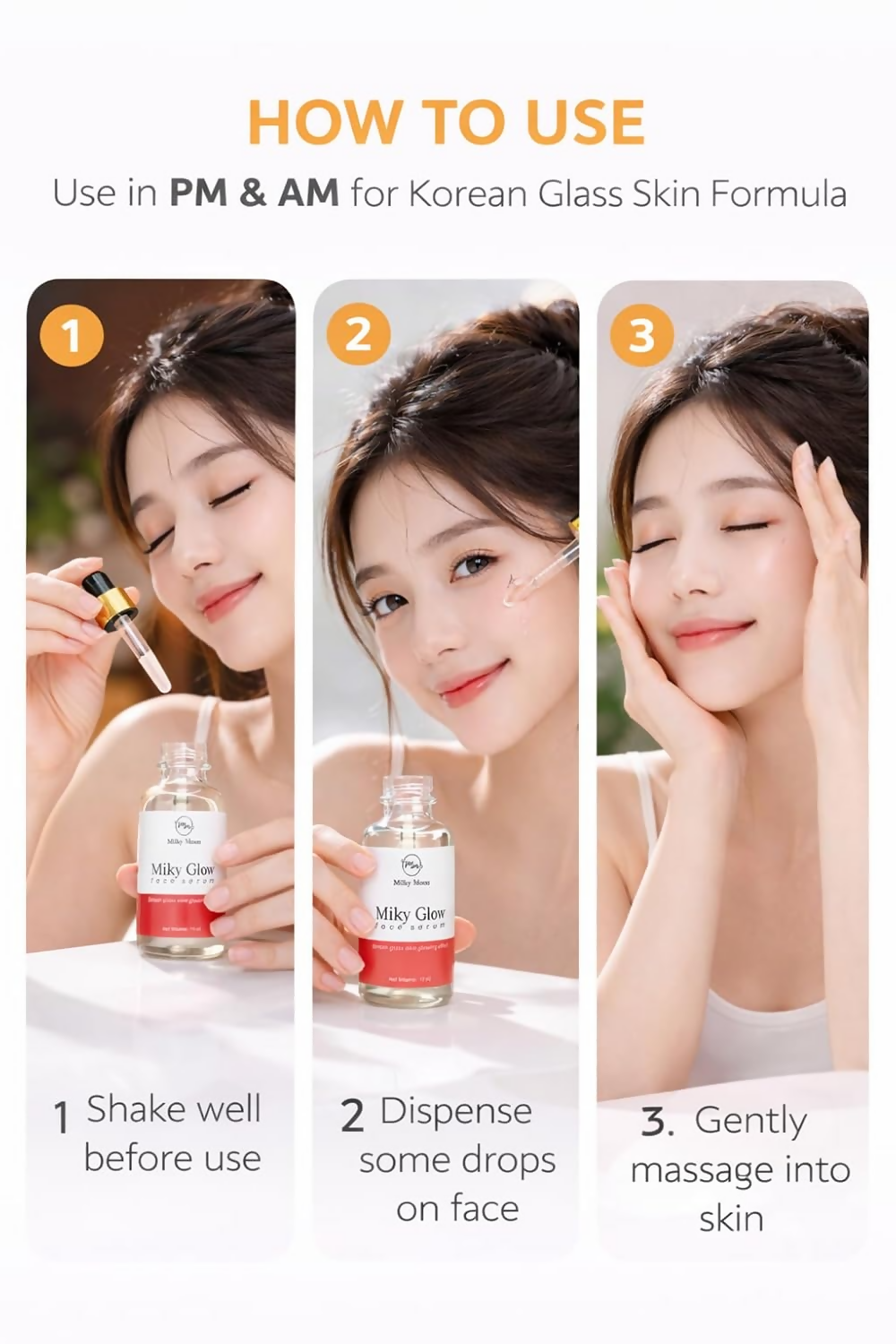 Milky Moon Glow Face Serum, Korean Glass Skin Glowing Effect, Brightens Skin, Deep Hydration