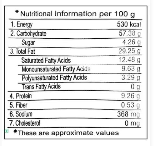 Haldiram's Namkeen Khatta Meetha - nutritional Information