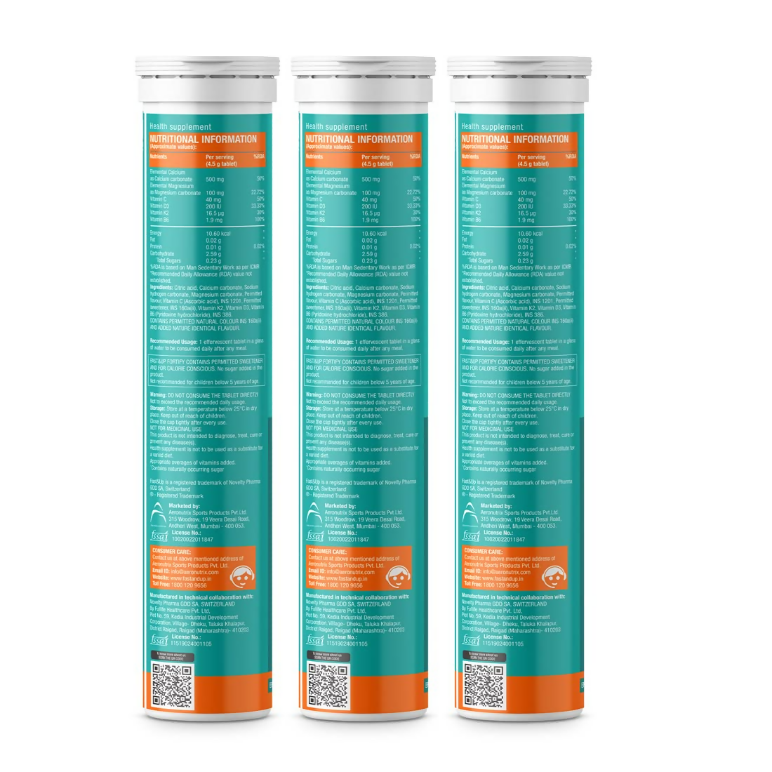 Fast&Up Fortify - Calcium with Essential Vitamin D3 Tablets - Orange Flavour