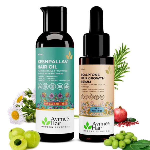 avimee herbal Keshpallav Hair Oil and Scalptone Hair Growth Serum, Super Saver Combo