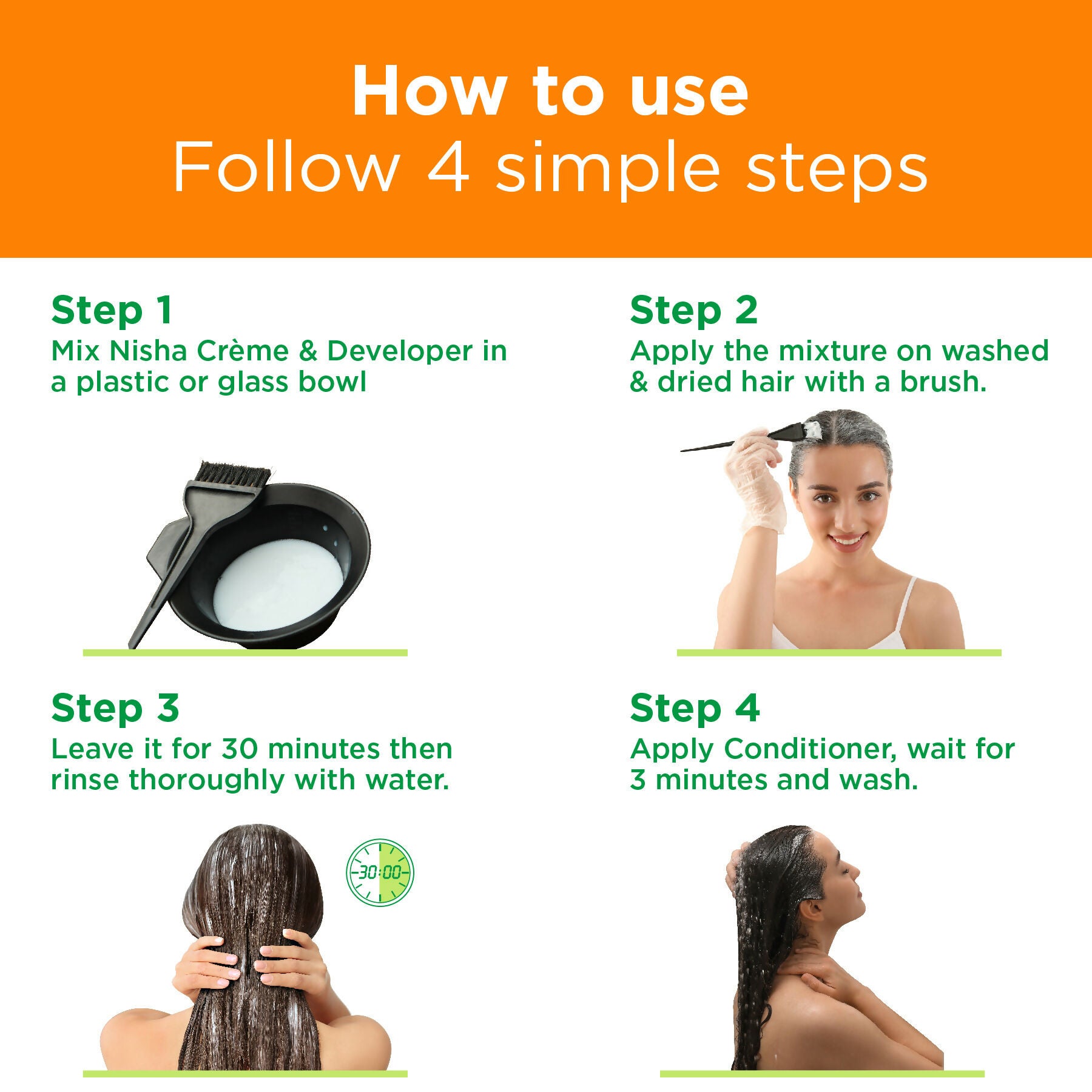 Nisha Creme Hair Color for Women & Men - Dark Brown