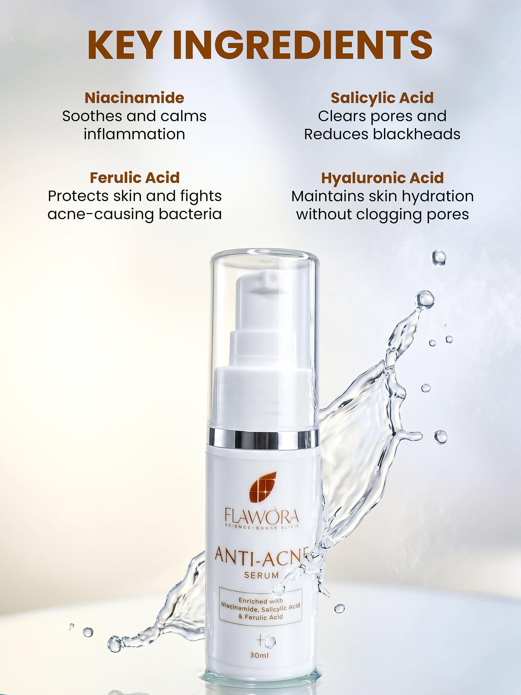 Flawora Set of D-Tan Lotion, Anti Acne Serum, Anti-Grey Hair Serum and Golden Glow Face Serum