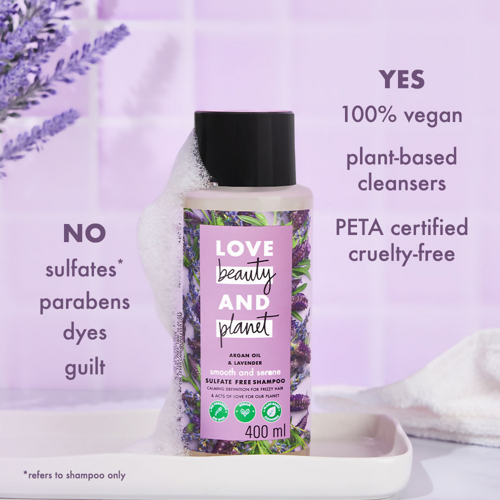 Love Beauty And Planet Argan Oil And Lavender Sulphate Free Shampoo For Dry & Frizzy Hair