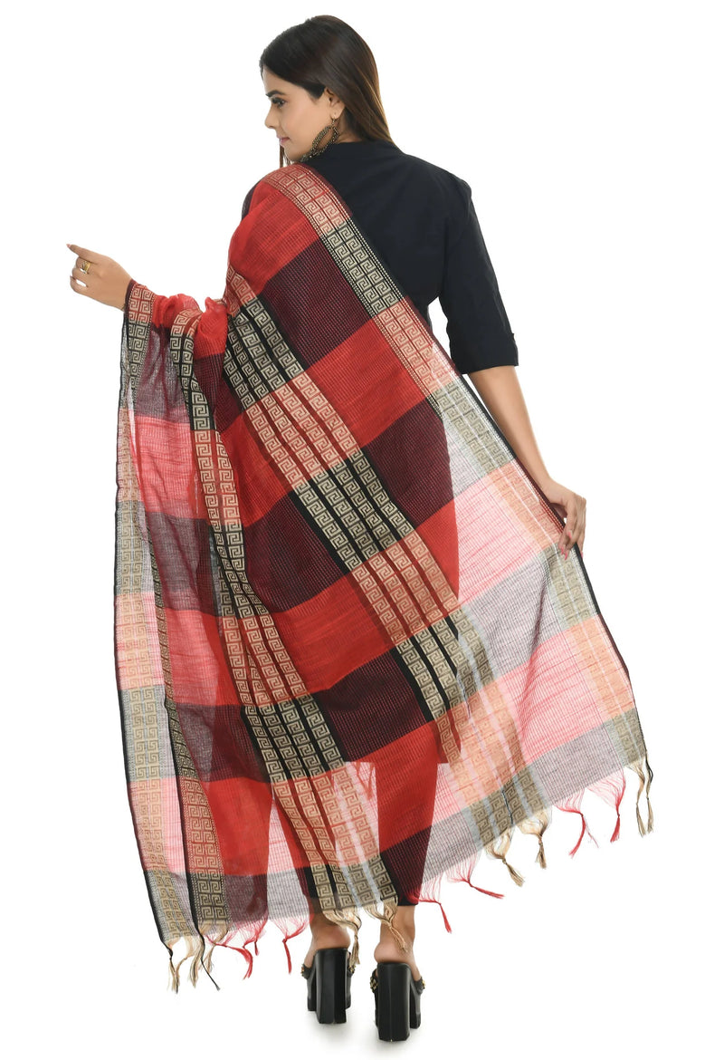 Mominos Fashion Moeza Handloom Cotton Red Tone Dupatta