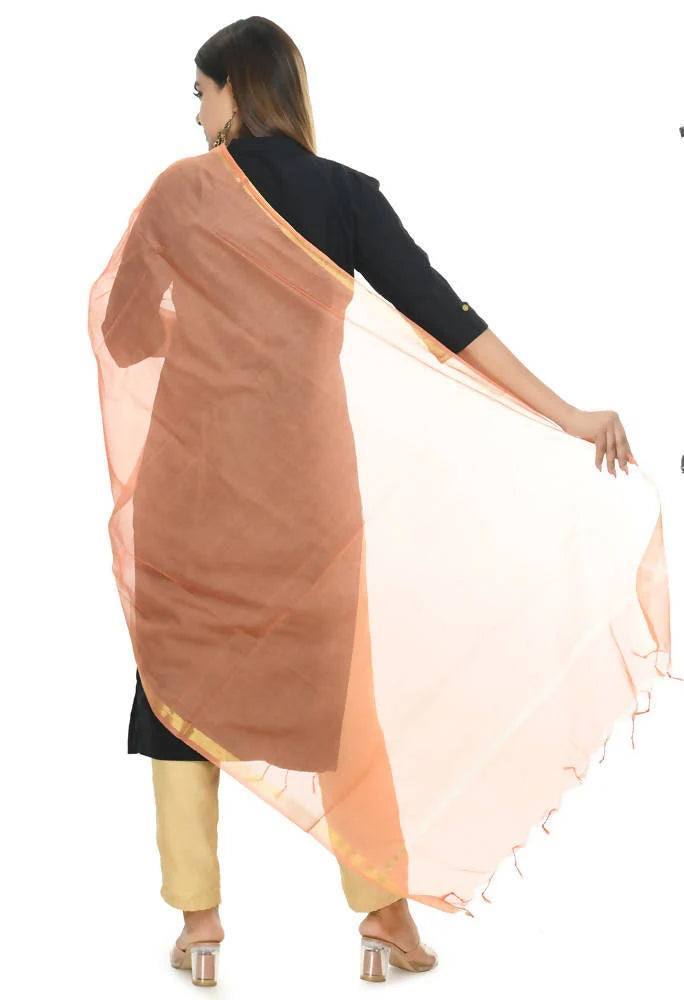 Mominos Fashion Peach Banarsi Piping Dupatta