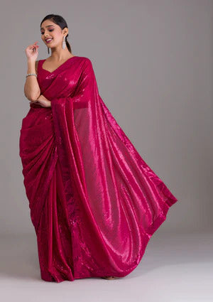 Aastha Magenta Heavy Soft Georgette Satin Banglori