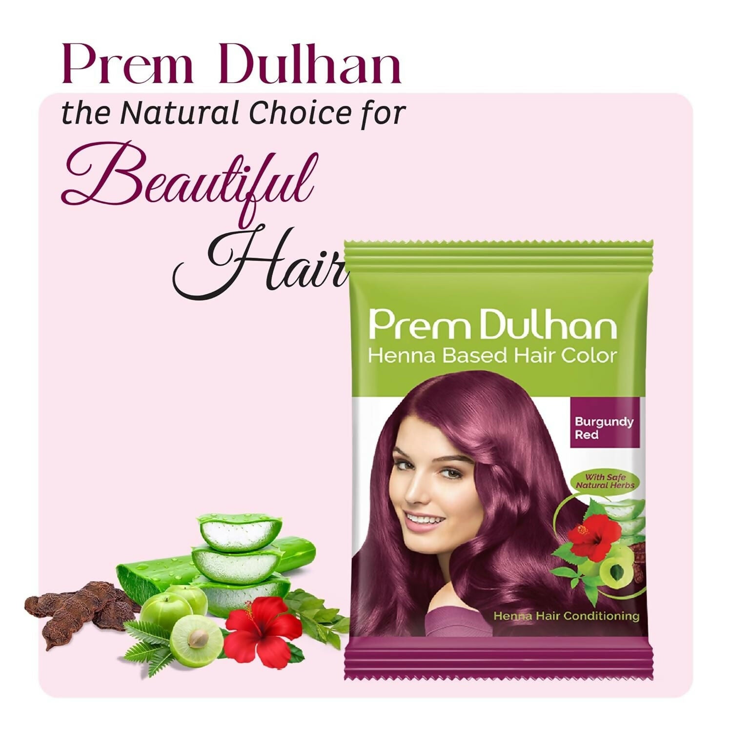 Prem Dulhan Burgundy Red Henna Based Hair Color