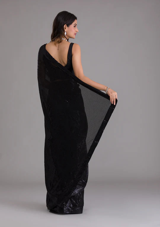 Aastha Black Heavy Soft Georgette Satin Banglori