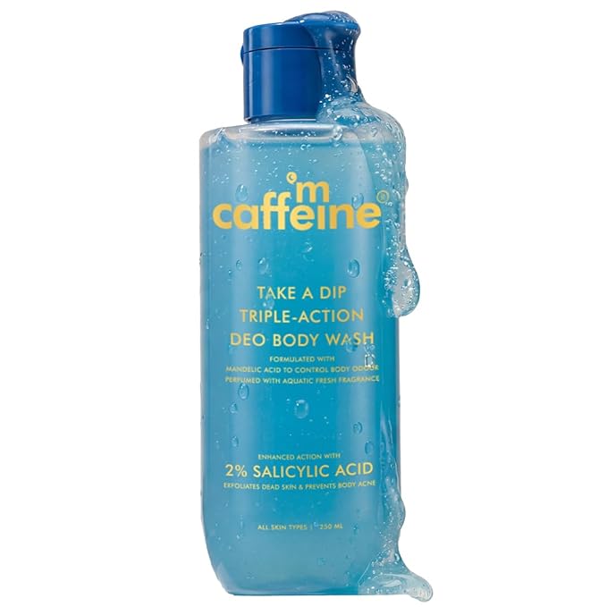 mCaffeine 2% Salicylic acid , 3-in-1 Perfume Body Wash - Odour Control, & Long Lasting Aqua Fresh Fragrance