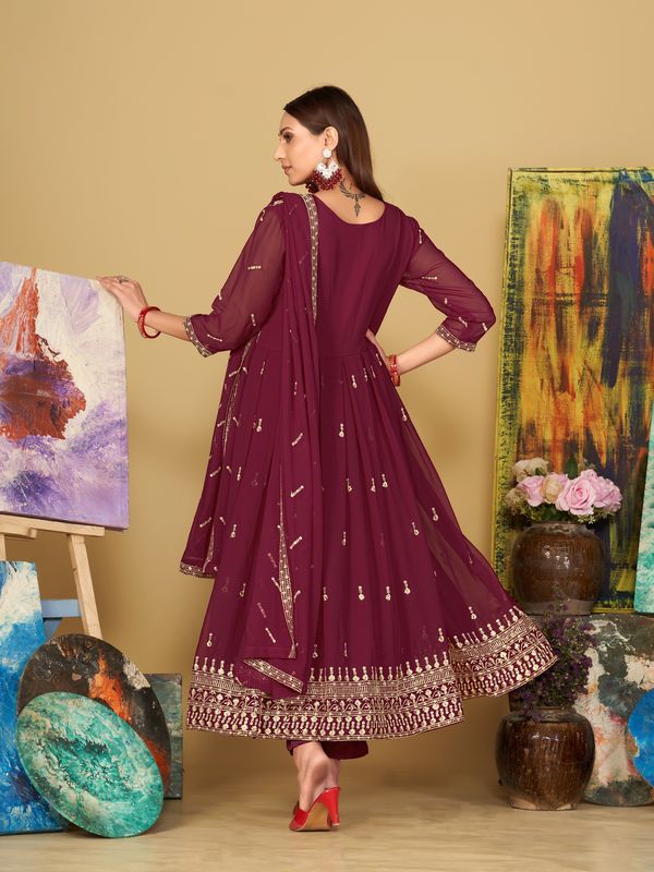 Aastha Pink with Net top fabric Santoon Net Bottom fabric