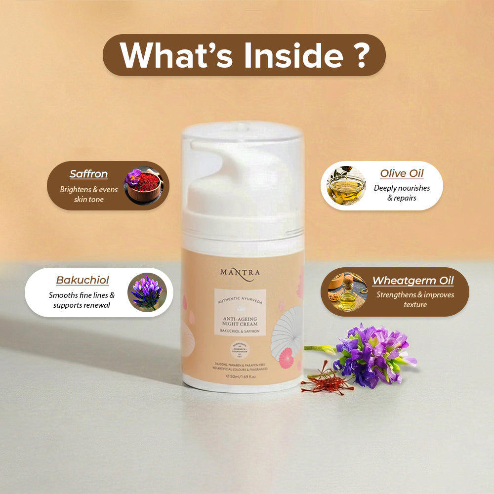Anti Ageing Night Cream Bakuchiol Saffron - Image 4