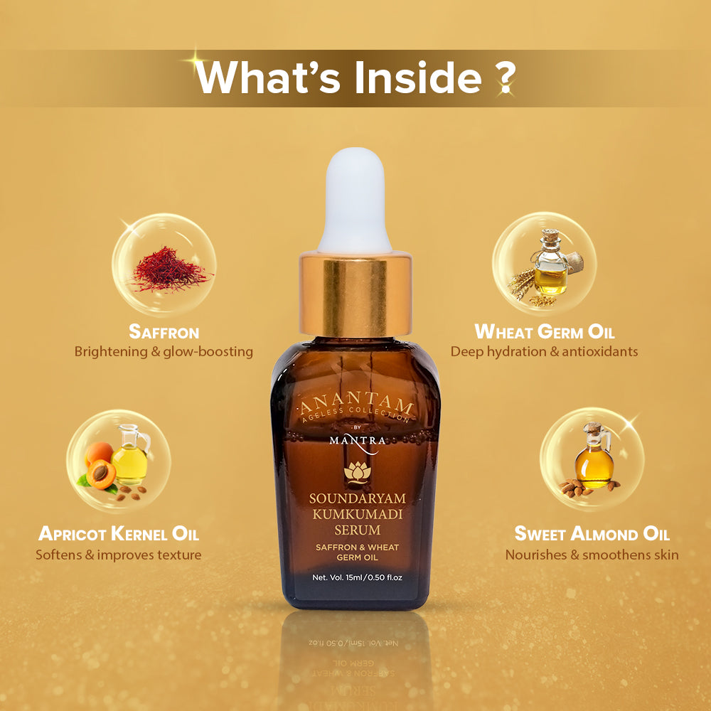 Soundaryam Kumkumadi Serum Saffron Wheat Germ Oil - Image 4