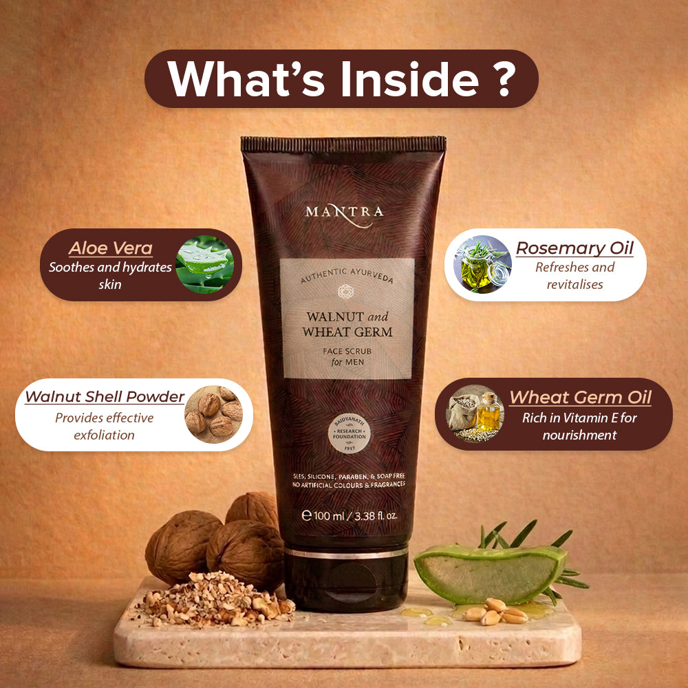 Walnut Wheat Germ Face Scrub For Men - Image 4