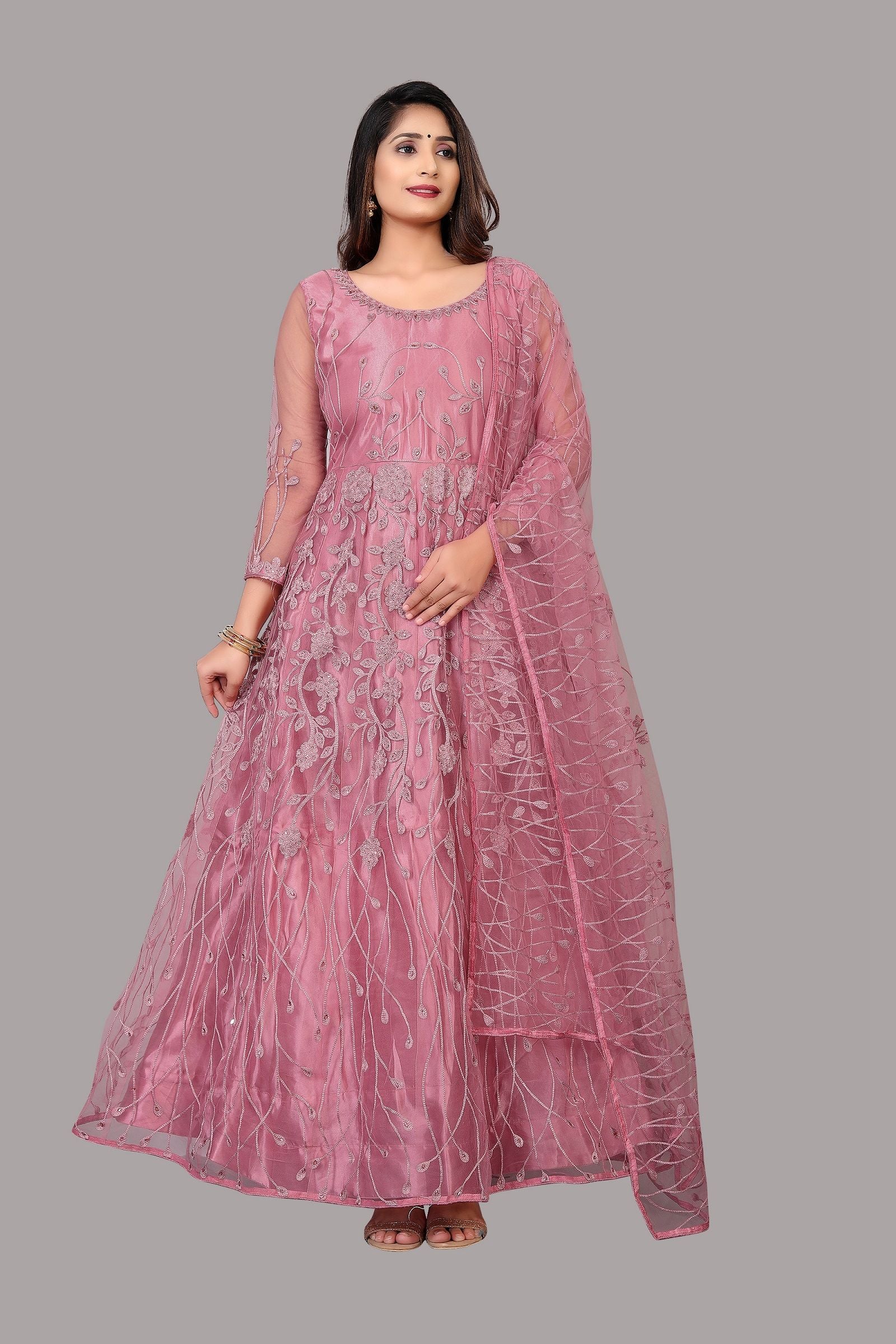 Aastha Dusty Dupatta with Net top fabric Crepe Bottom fabric