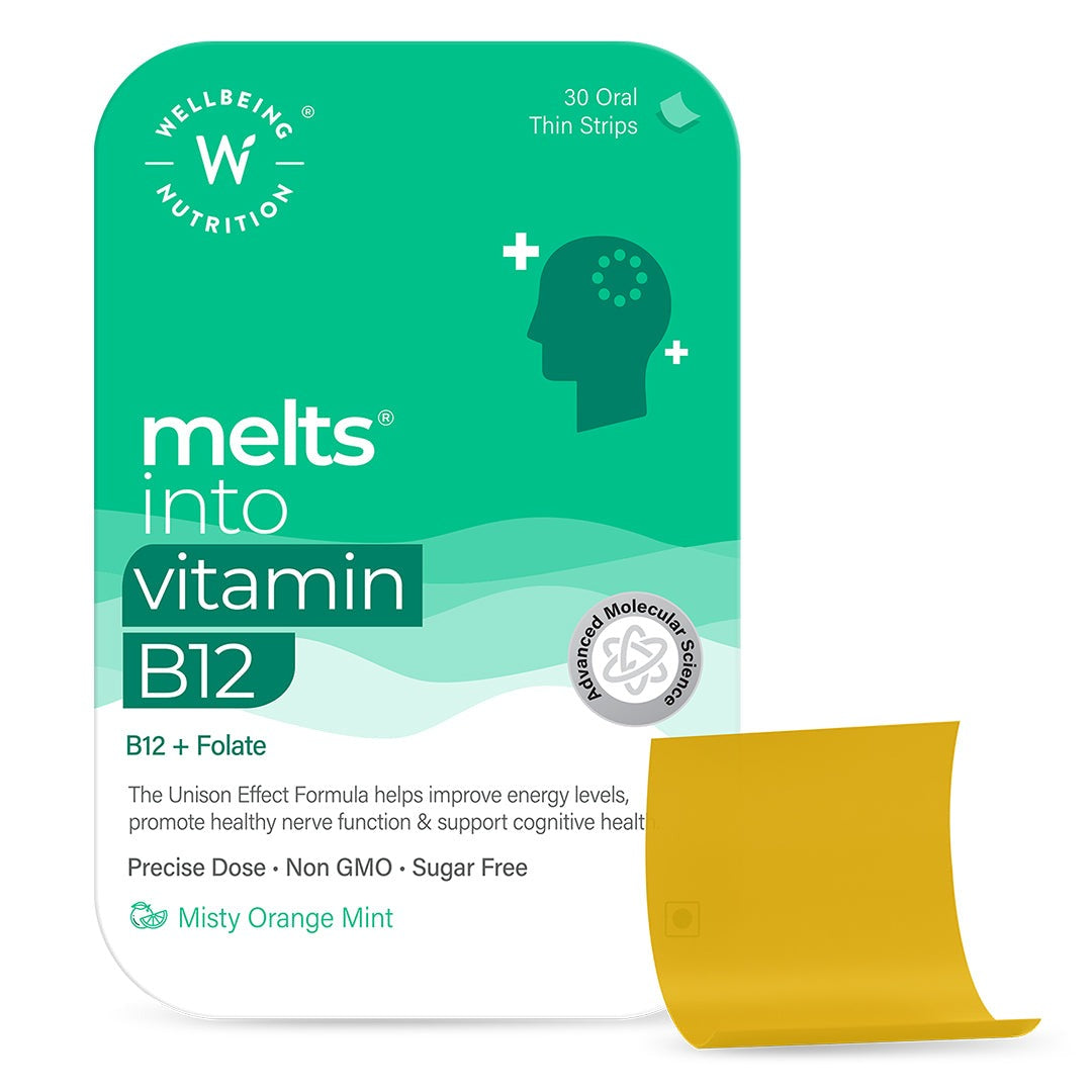 Wellbeing Nutrition Melts Vegan Vitamin B12 Thin Strips-Misty Orange Mint Flavor