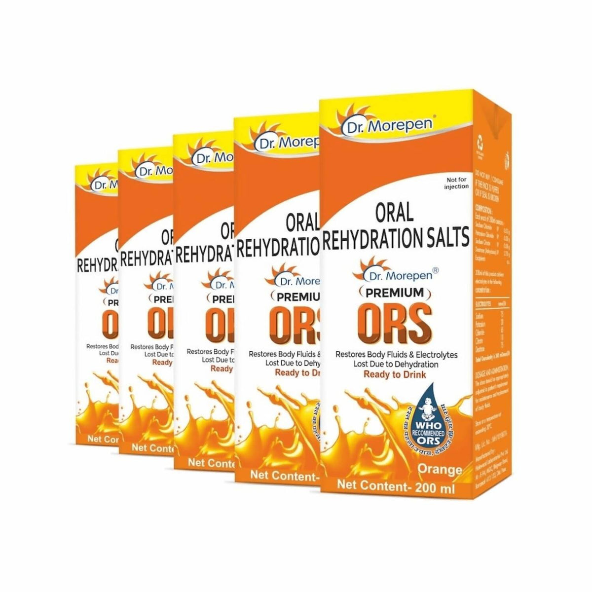 Dr. Morepen Premium ORS Drink With Electrolytes for Instant Hydration Orange Flavour