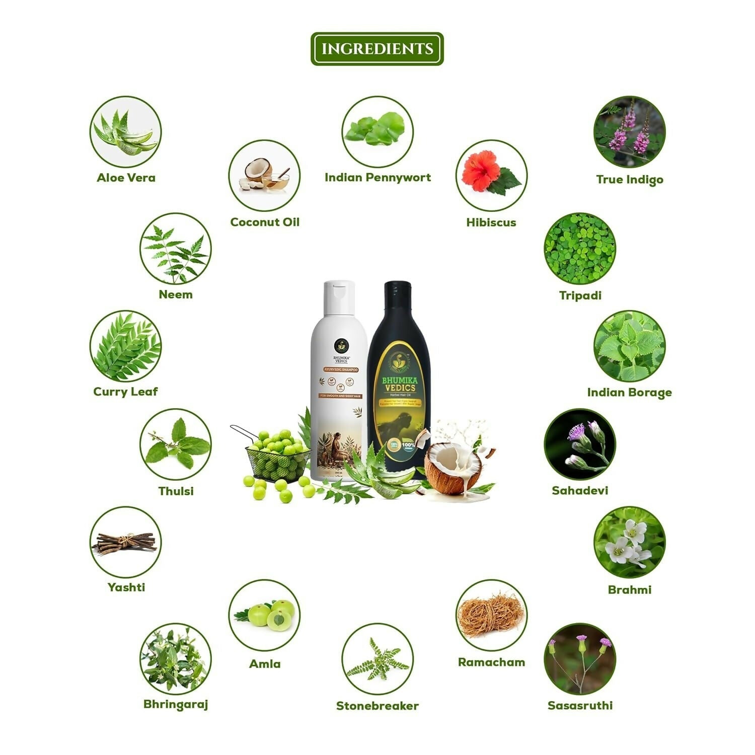 Bhumika Vedics Herbal Hair Oil & Ayurvedic Shampoo Combo