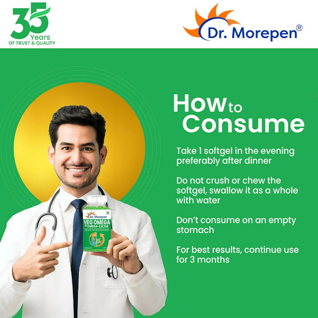 Dr. Morepen Veg-Omega Veg Capsules -Pack of 1 - 60 caps