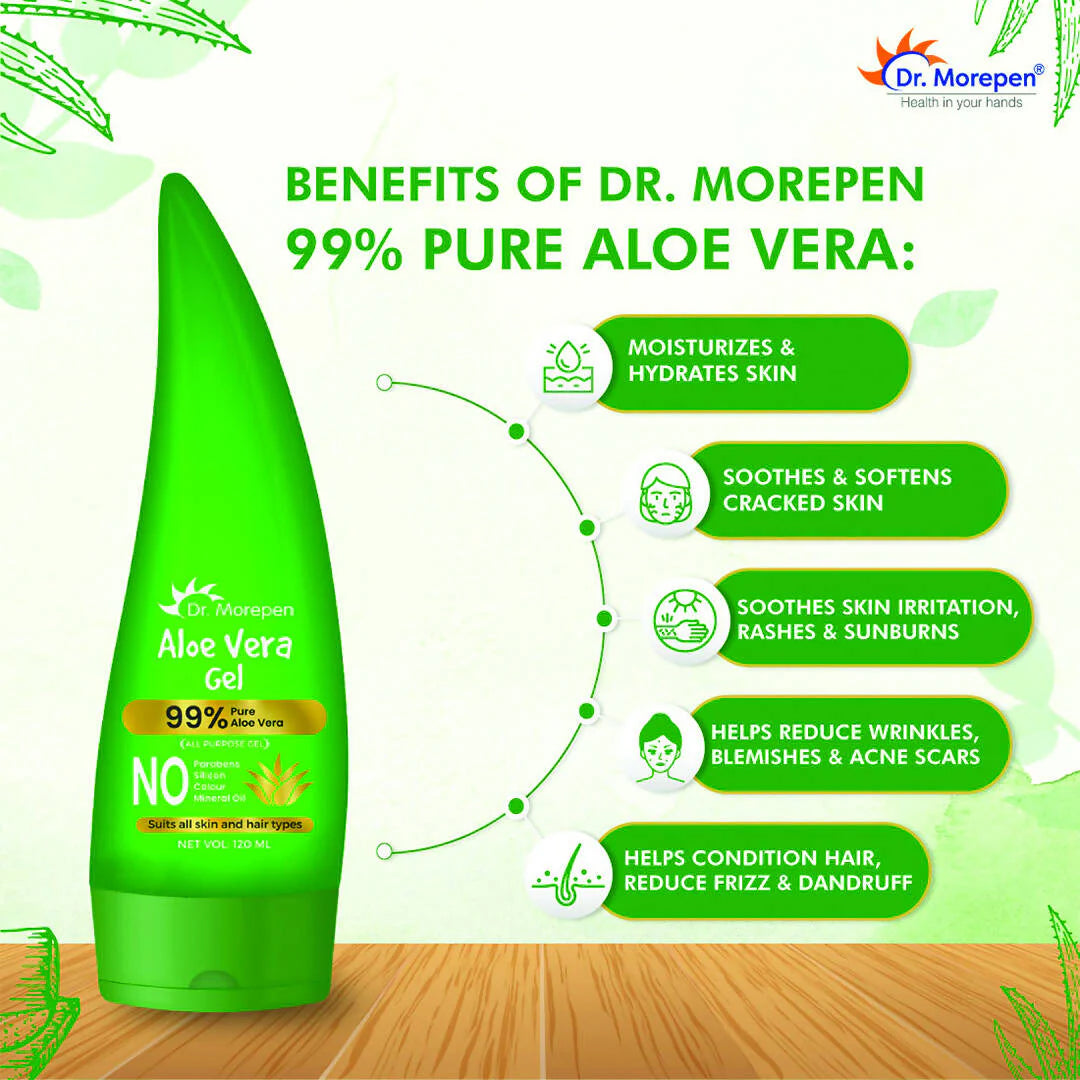Dr. Morepen 99% Pure Aloe Vera Gel for Glowing Skin & Healthy Hair