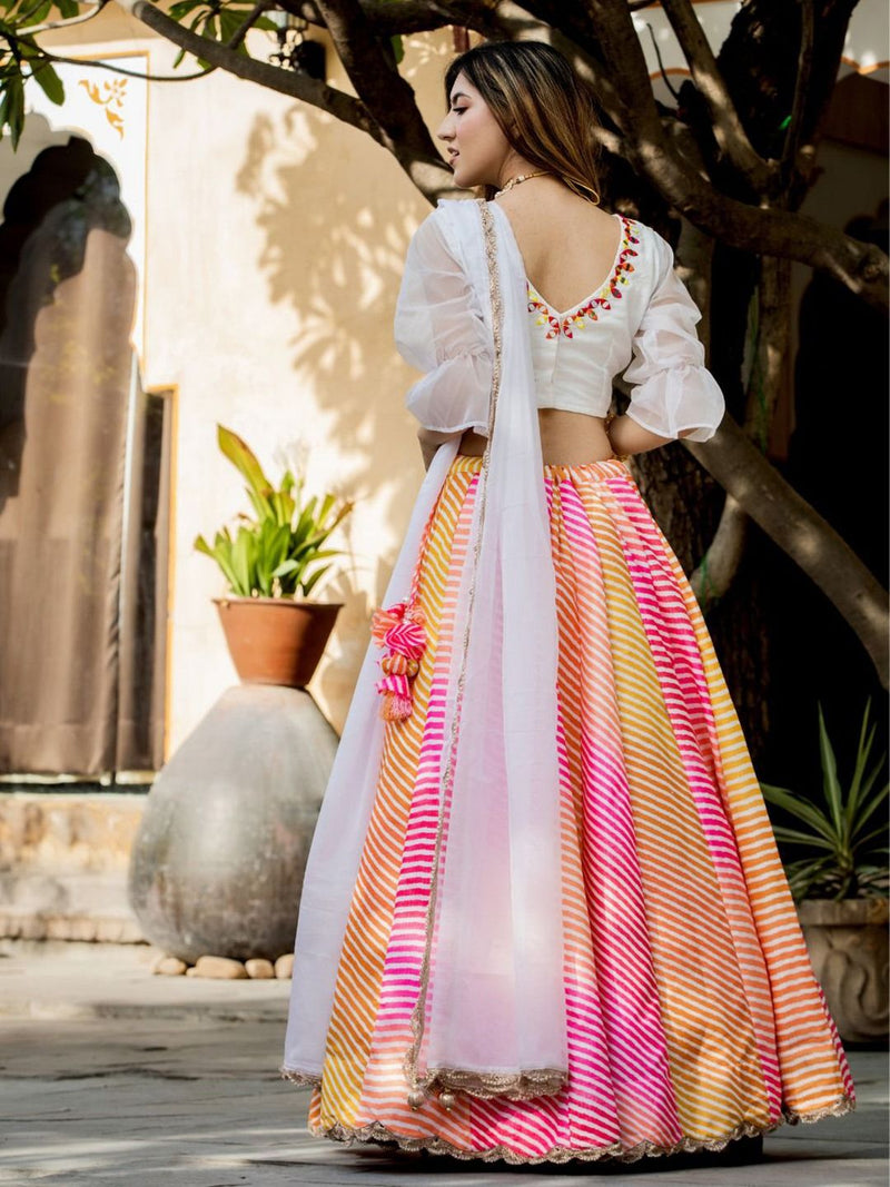 Aastha fashion Multi color Organza lehanga blouse fabric Floral Digital Print with Embroidery Work