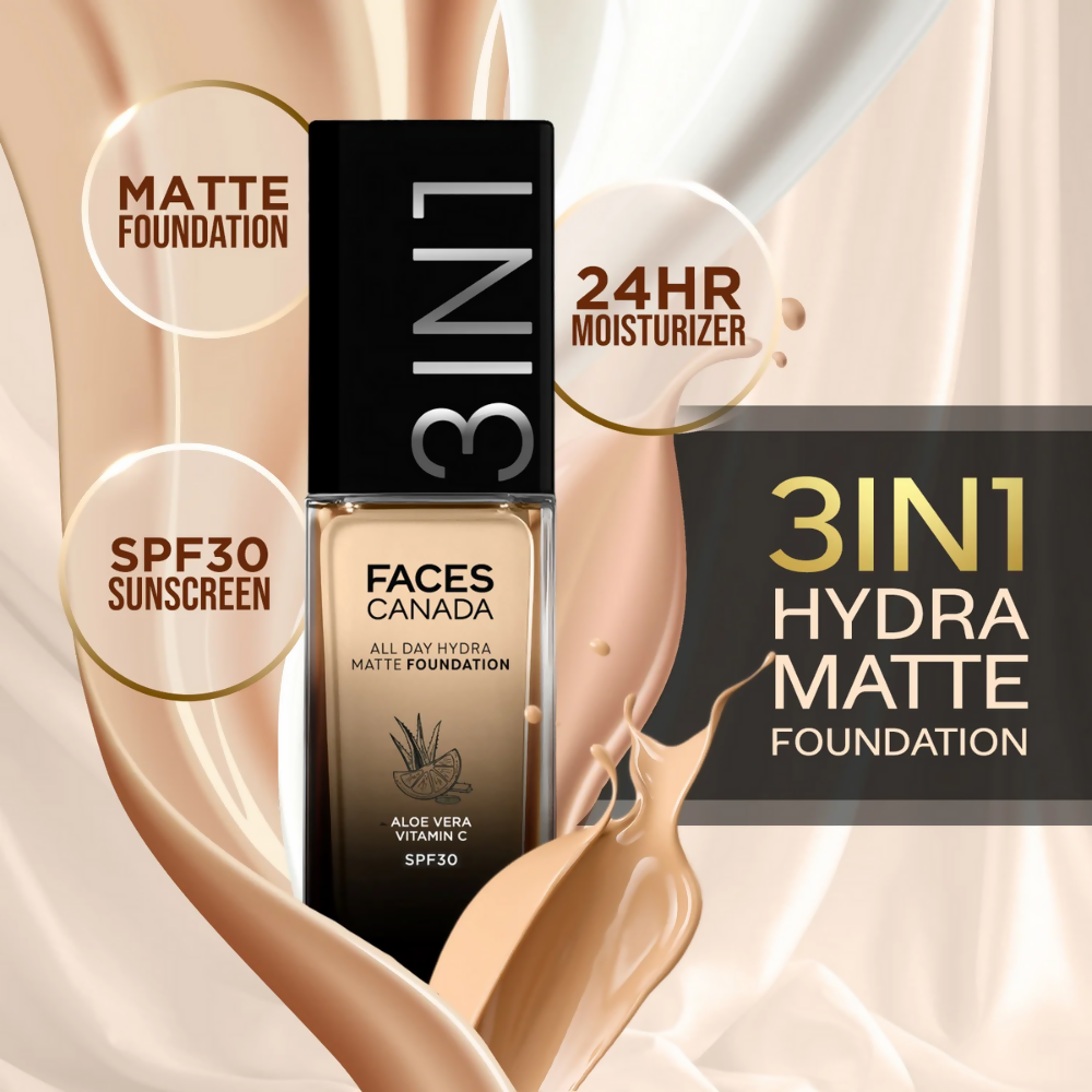 Faces Canada 3 in 1 All Day Hydra Matte Foundation - Honey Beige 031
