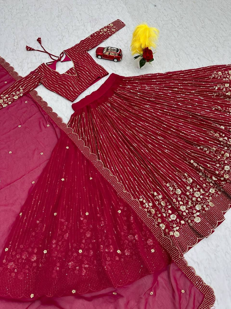 Aastha fashion Magenta Heavy Fox Georgette lehanga blouse embroidery sequence Work