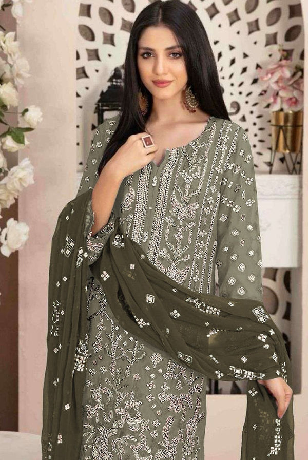 Aastha Green Dupatta with Georgette Santoon kurti fabric
