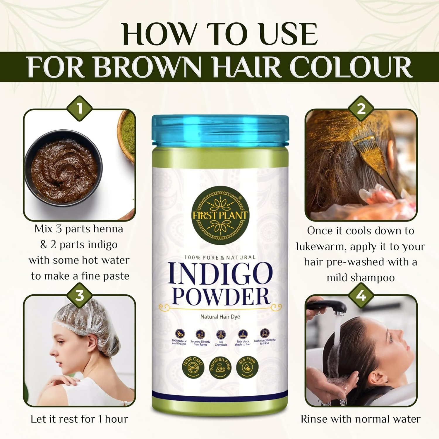 First Plant Organic Indigo Powder For Black Hair
