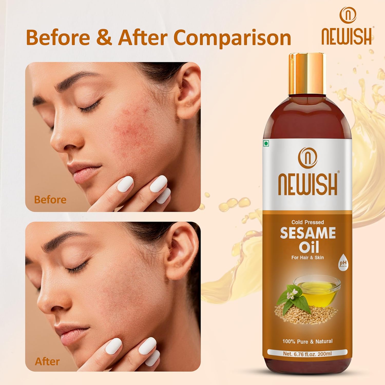 Newish Cold Pressed Sesame Oil For Hair & Skin