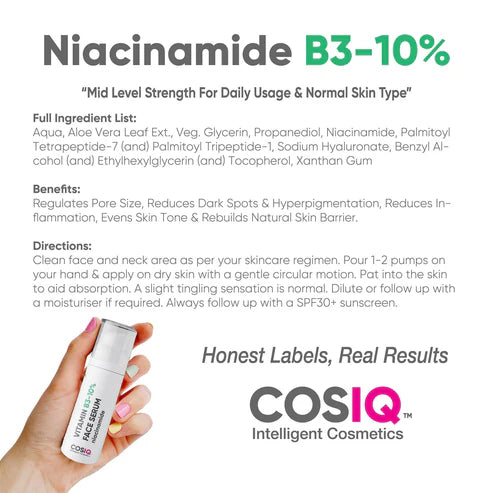 COSIQ Niacinamide Vitamin B3-10% Serum, 30ml Regular