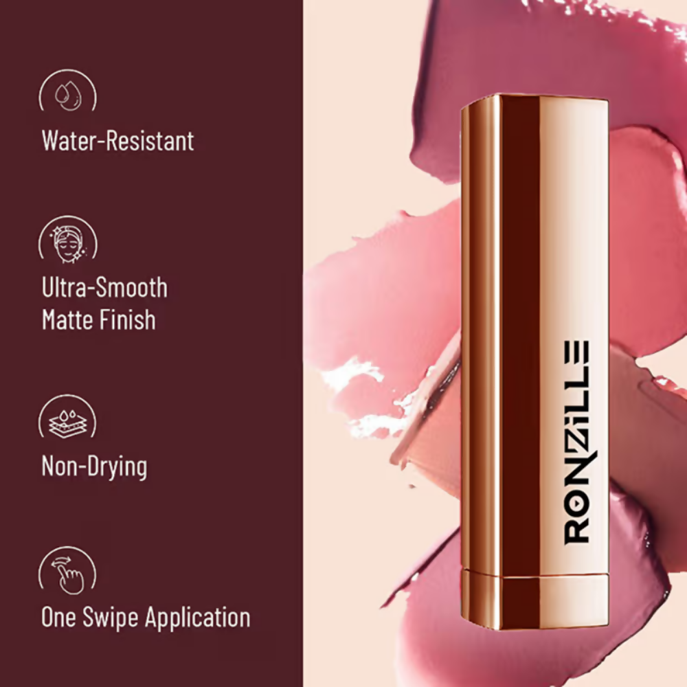 Ronzille Natural Colored Long Stay Matte Lipstick - Shade 12