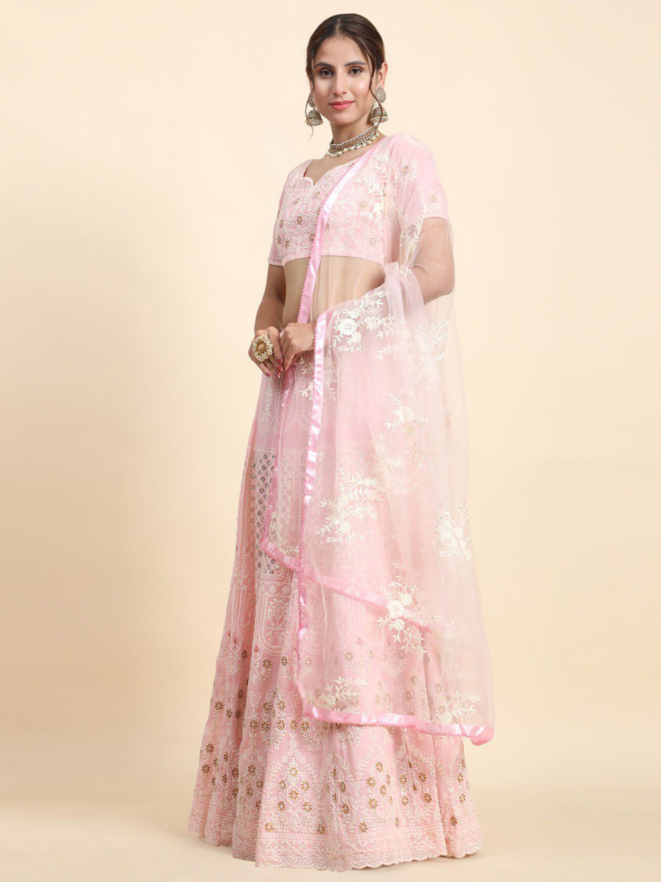 Aastha fashion off pink Lehenga Choli with faux georgette blouse fabric