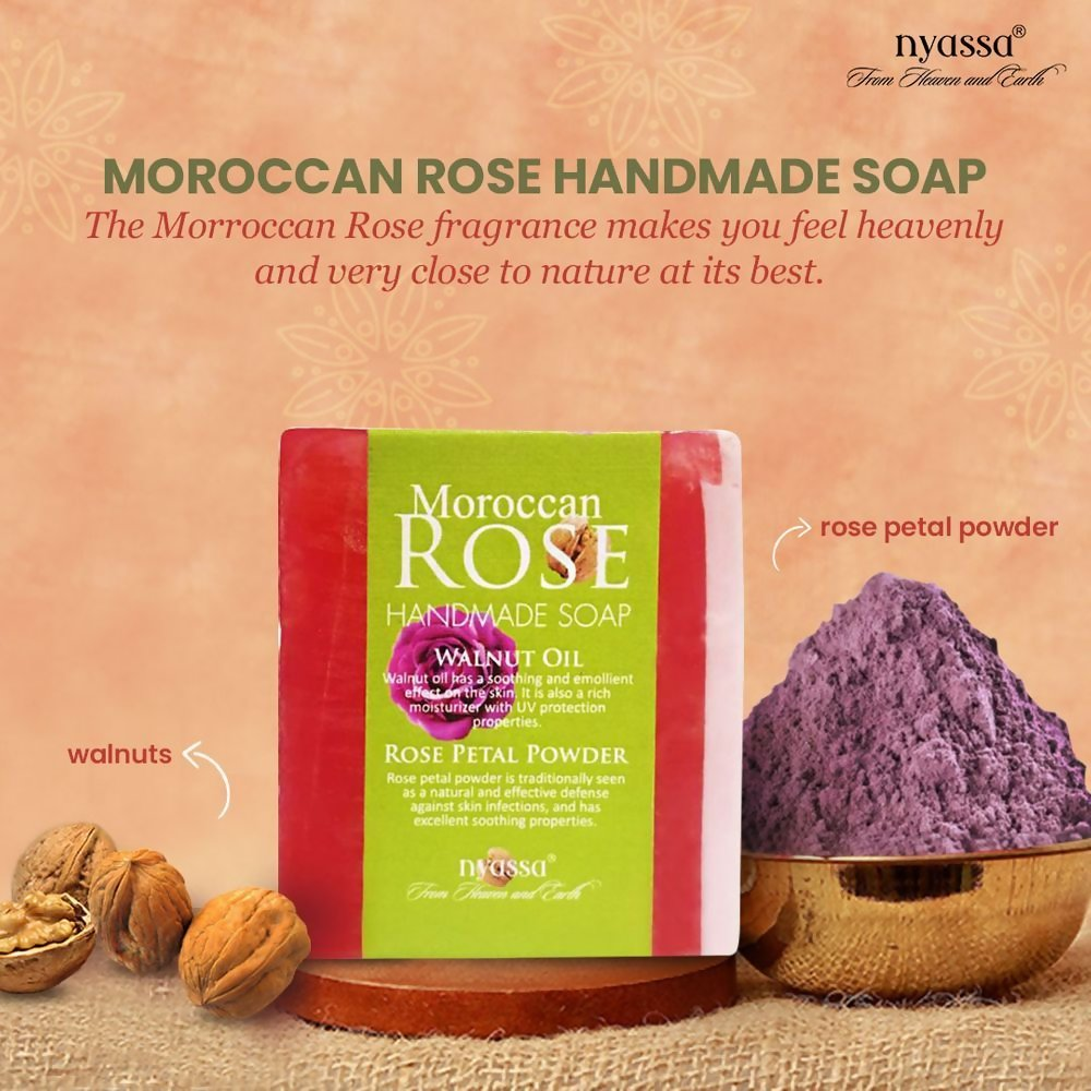 Nyassa Moroccan Rose Soap Walnut Oil & Rose Powder
