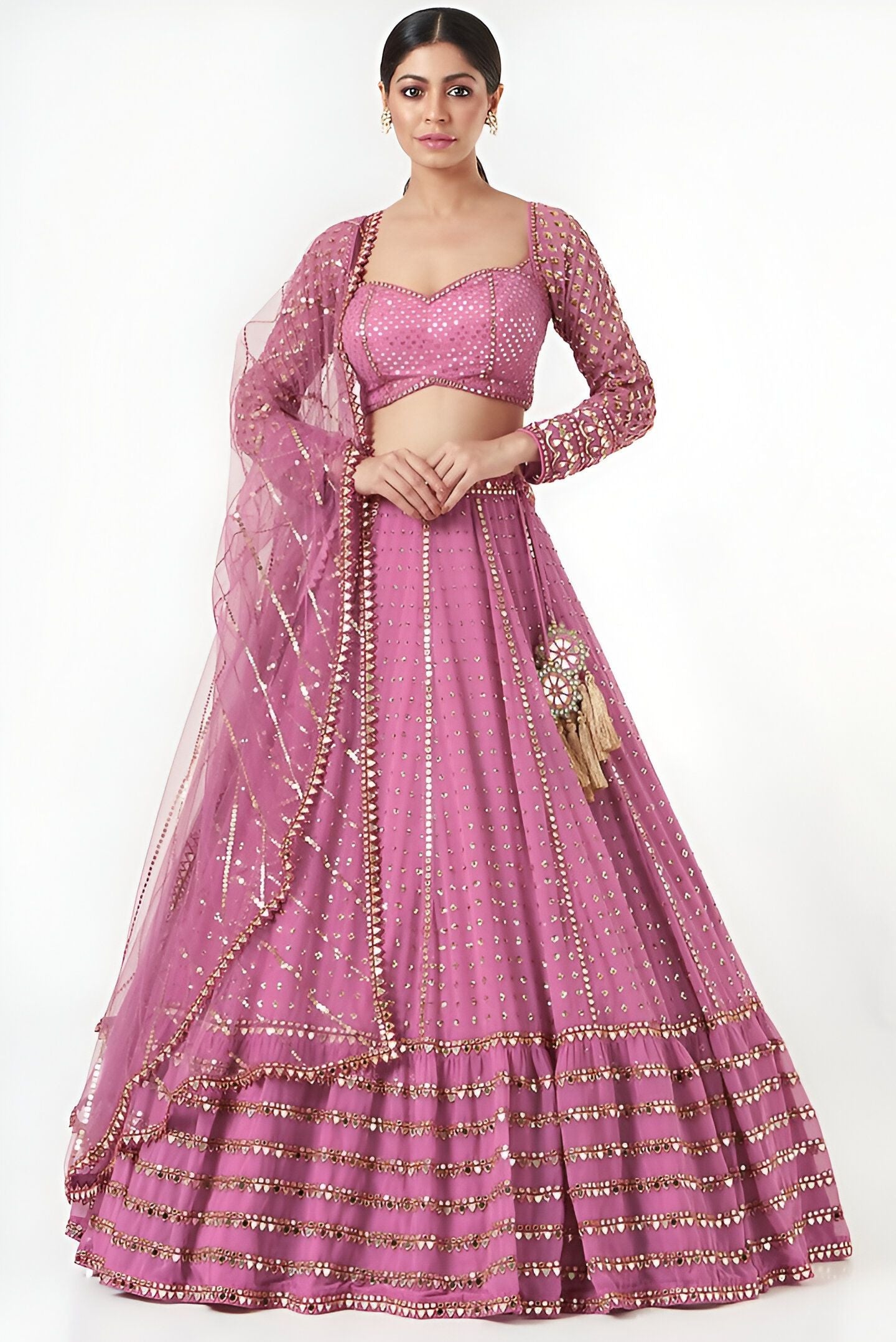 Aastha fashion pink Lehenga Choli with faux georgette blouse fabric