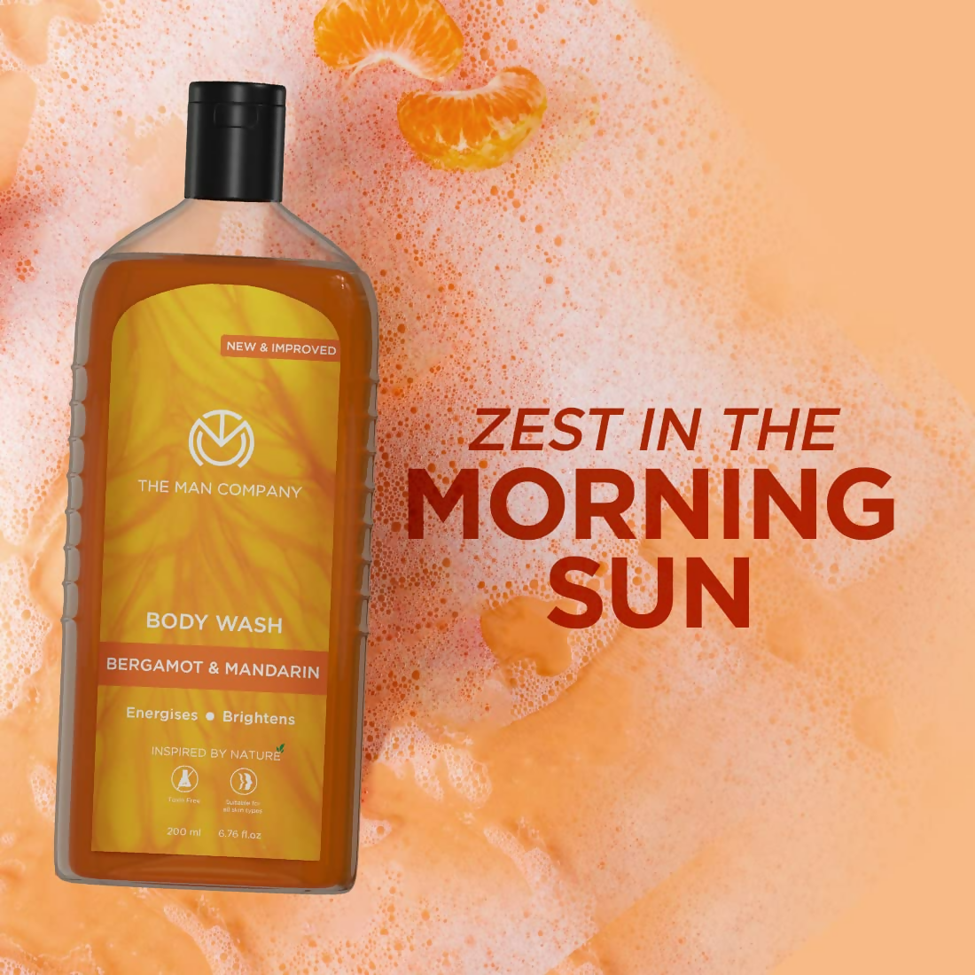 The Man Company Perfumed Body Wash- Bergamot & Mandarin Glowing & Bright Skin With Turmeric & Orange Peel Extract