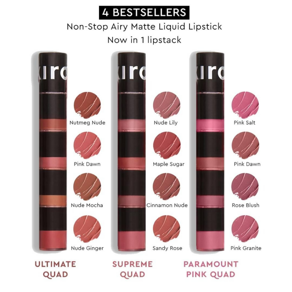 Kiro Four Play Non-Stop Airy Matte Liquid Lip Stack – Paramount Pink
