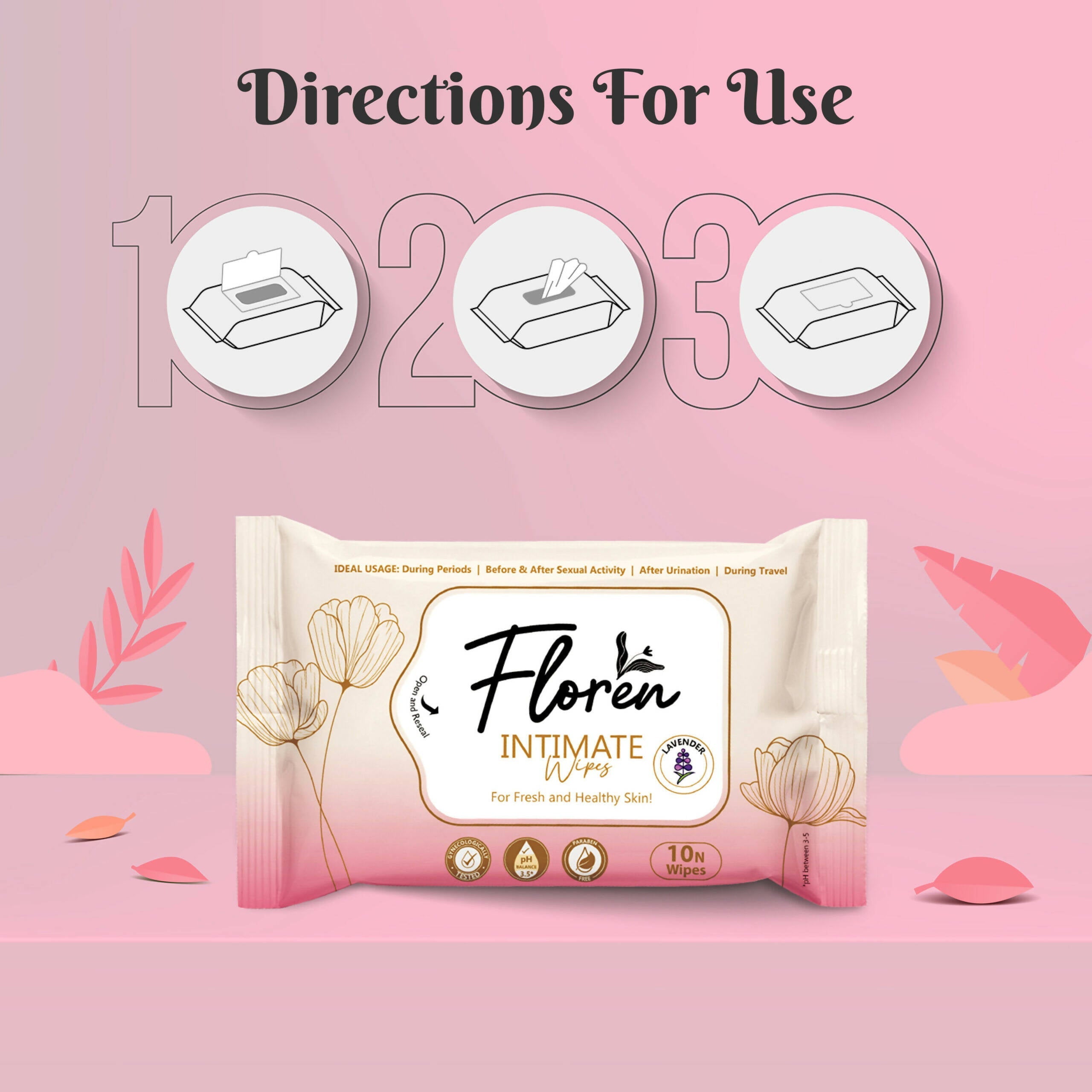 Floren Lavender Intimate Wipes