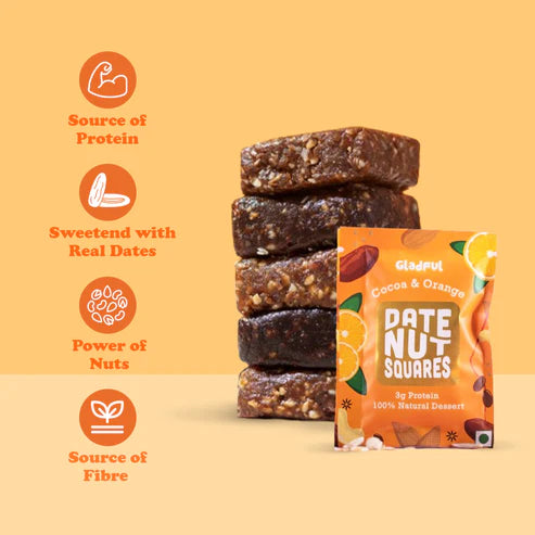 Gladful Date Nut Squares - Cocoa & Orange: 8 Bars