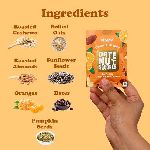 Gladful Date Nut Squares - Cocoa & Orange: 8 Bars