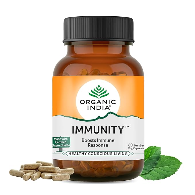 bottle of organic india immunity capsules 